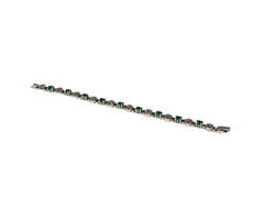 Bratara din Argint 925 - cu Marcasite - Fixa - 180mm x 5mm - Verde