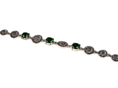 Bratara din Argint 925 - cu Marcasite - Fixa - 180mm x 10mm - Verde