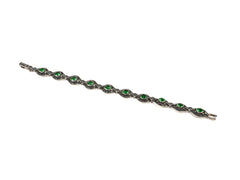 Bratara din Argint 925 - cu Marcasite - Fixa - 175mm x 8mm - Verde