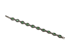 Bratara din Argint 925 - cu Marcasite - Fixa - 175mm x 8mm - Verde