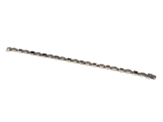 Bratara din Argint 925 - cu Onix - Fixa - 190mm x 6mm - Negru