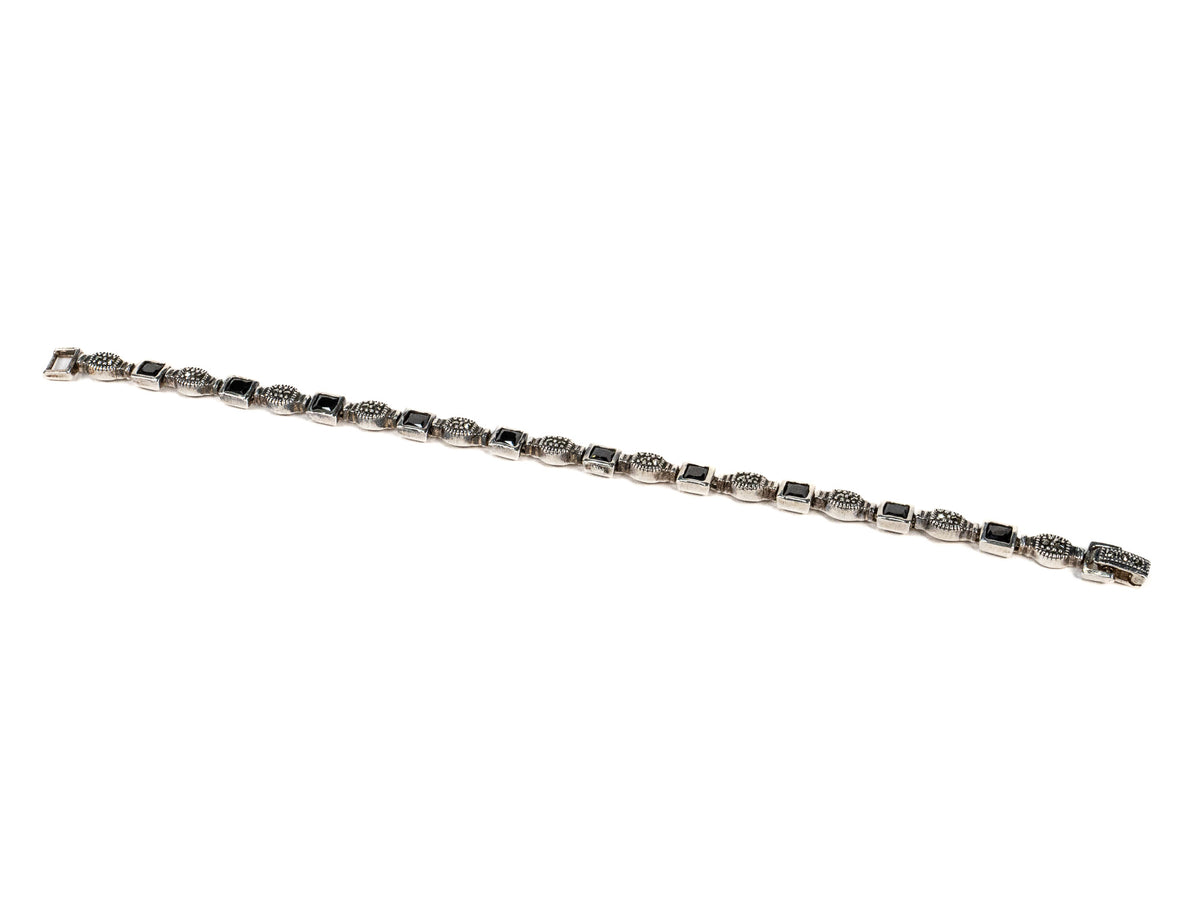 Bratara din Argint 925 - cu Onix - Fixa - 190mm x 6mm - Negru