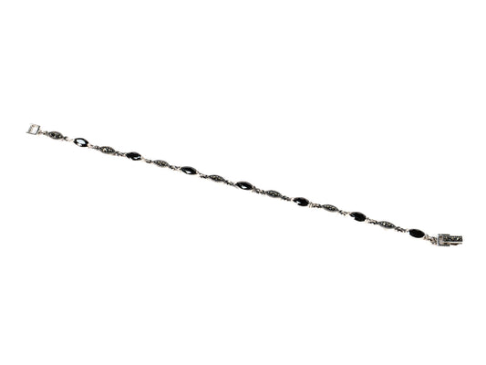 Bratara din Argint 925 - cu Onix - Fixa - 195mm x 4mm - Negru