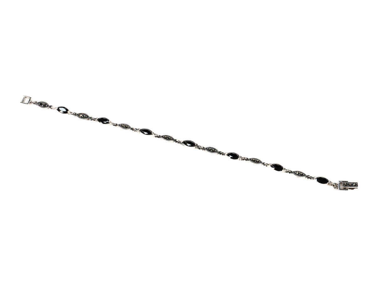 Bratara din Argint 925 - cu Onix - Fixa - 195mm x 4mm - Negru