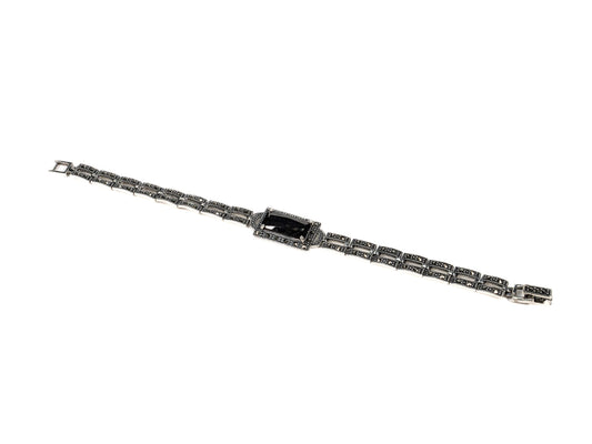 Bratara din Argint 925 - cu Onix - Fixa - 190mm x 15mm - Negru