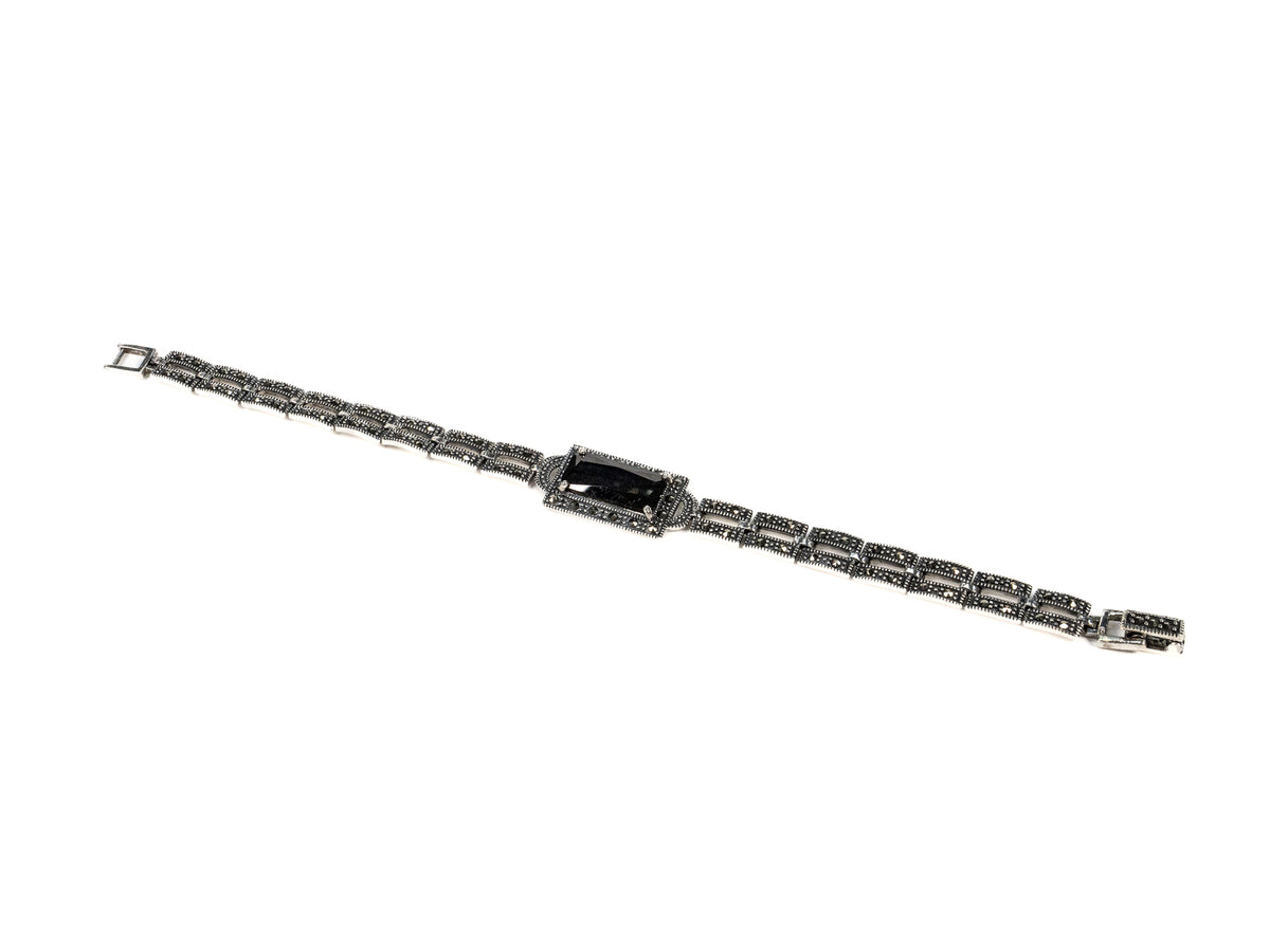 Bratara din Argint 925 - cu Onix - Fixa - 190mm x 15mm - Negru