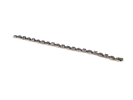 Bratara din Argint 925 - cu Marcasite - Fixa - 180mm x 5mm - Violet