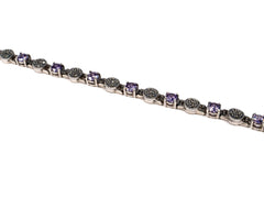 Bratara din Argint 925 - cu Marcasite - Fixa - 180mm x 5mm - Violet