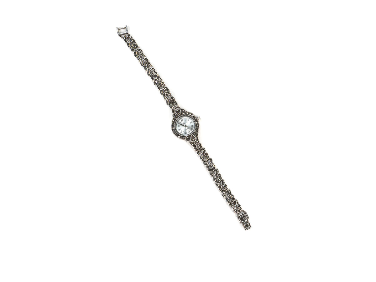 Bratara din Argint 925 - cu Marcasite - Fixa - 200mm x 20mm - Argintiu #1