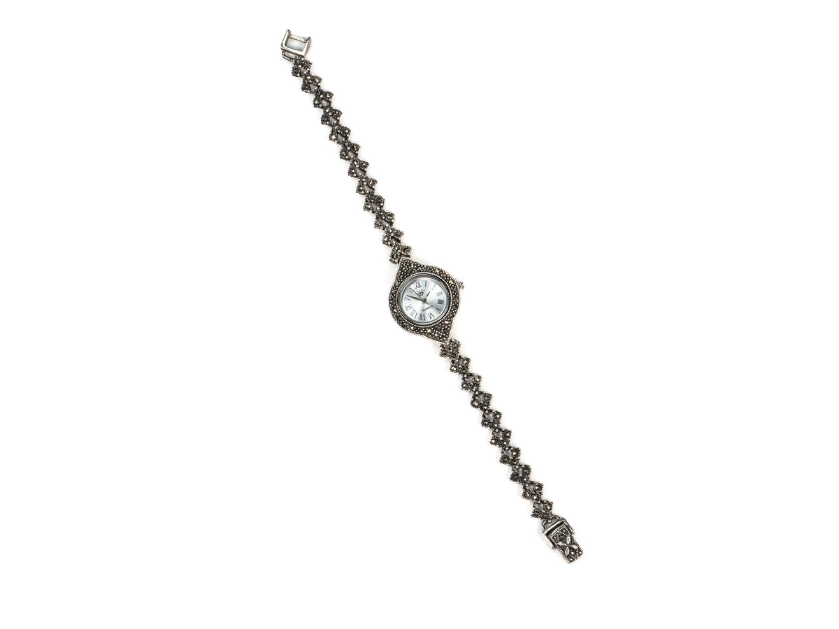 Bratara din Argint 925 - cu Marcasite - Fixa - 200mm x 20mm - Argintiu #3