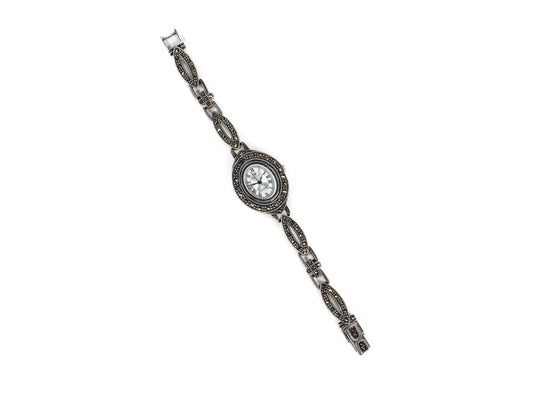 Bratara din Argint 925 - cu Marcasite - Fixa - 170mm x 20mm - Argintiu