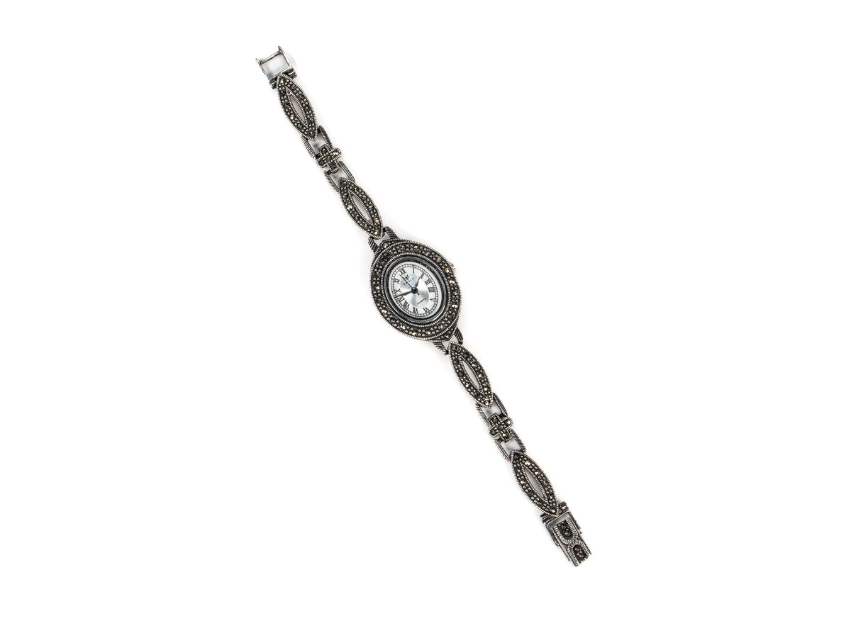 Bratara din Argint 925 - cu Marcasite - Fixa - 170mm x 20mm - Argintiu