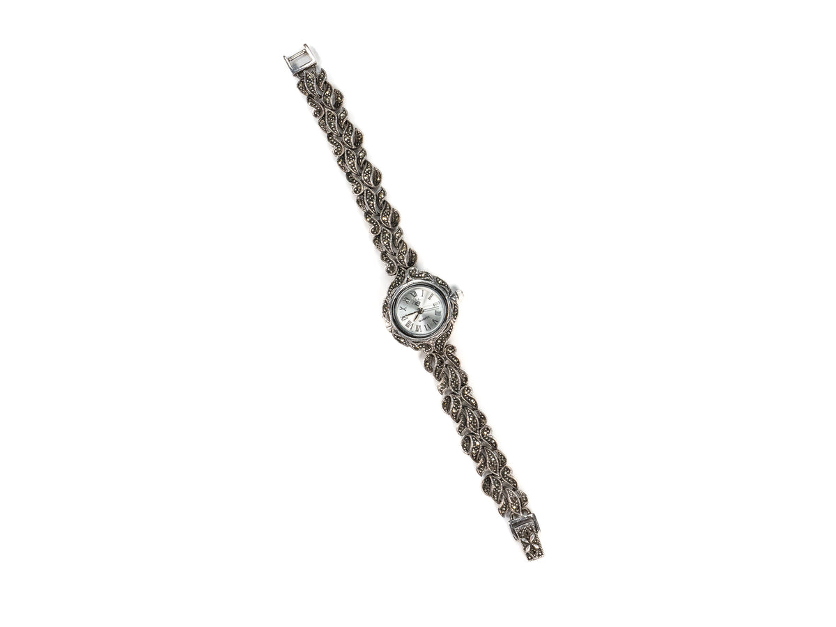 Bratara din Argint 925 - cu Marcasite - Fixa - 180mm x 20mm - Argintiu