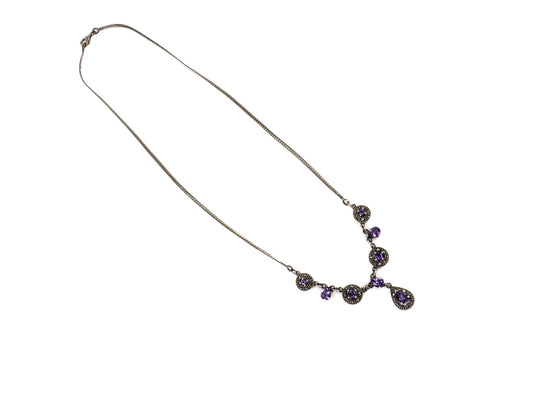 Lantisor din Argint 925 - cu Marcasite - Fixa - 450mm x 7mm - Violet