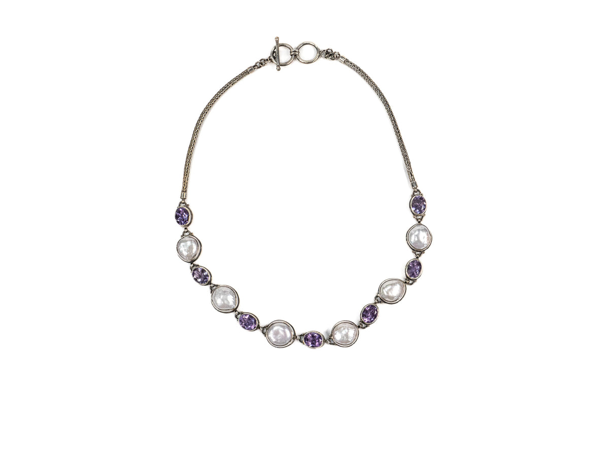 Lantisor din Argint 925 - cu Ametist - Reglabila - 400mm x 15mm - Violet