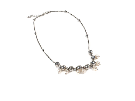 Lantisor din Argint 925 - cu Perle - Reglabila - 400mm x 5mm - Alb