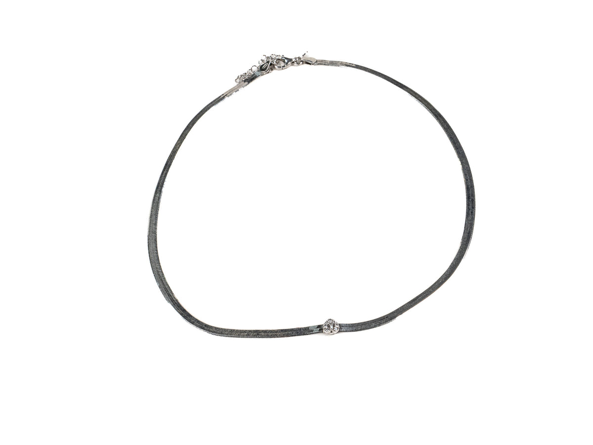 Lantisor din Argint 925 - cu Zirconia - Reglabila - 450mm x 5mm - Incolor