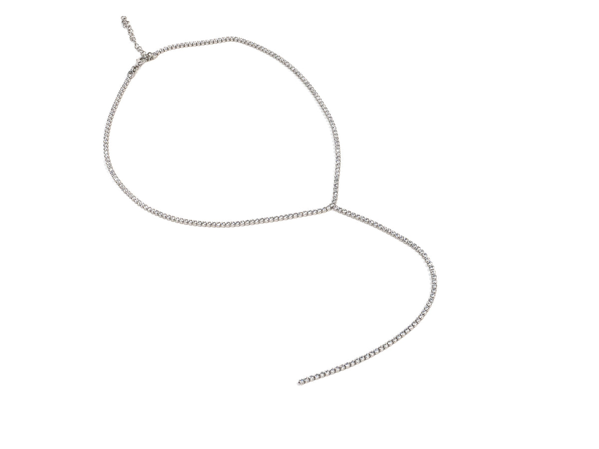Lantisor din Argint 925 - cu Zirconia - Reglabila - 450mm x 2mm - Incolor #1