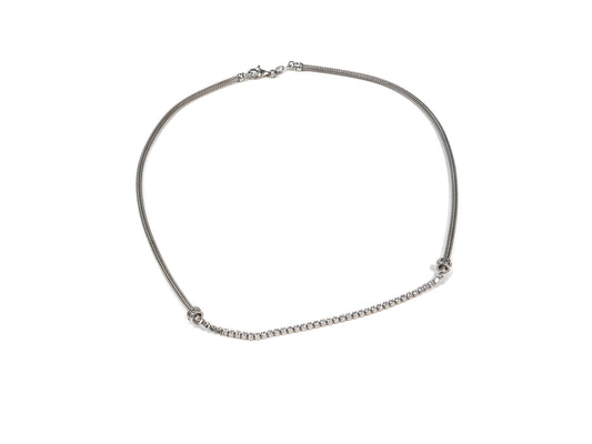 Lantisor din Argint 925 - cu Zirconia - Fixa - 450mm x 2mm - Incolor