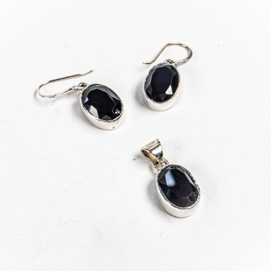 Set Bijuterii STILL Argint 925 - Pandantiv, Cercei, Onix, Negru