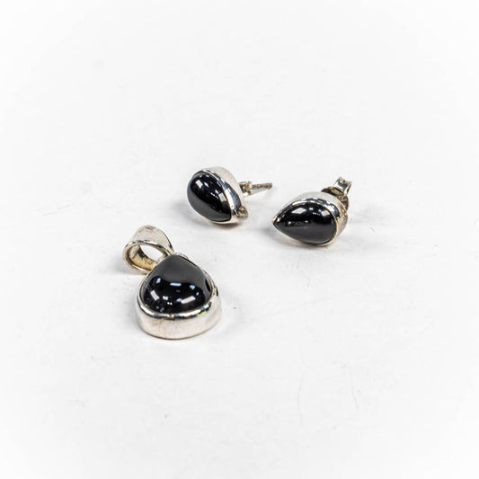 Set Bijuterii STILL Argint 925 - Pandantiv, Cercei, Onix,Negru