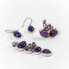 Set Bijuterii STILL Argint 925 - Pandantiv,  Inel,  Cercei, Ametist, Inel Reglabil, Violet