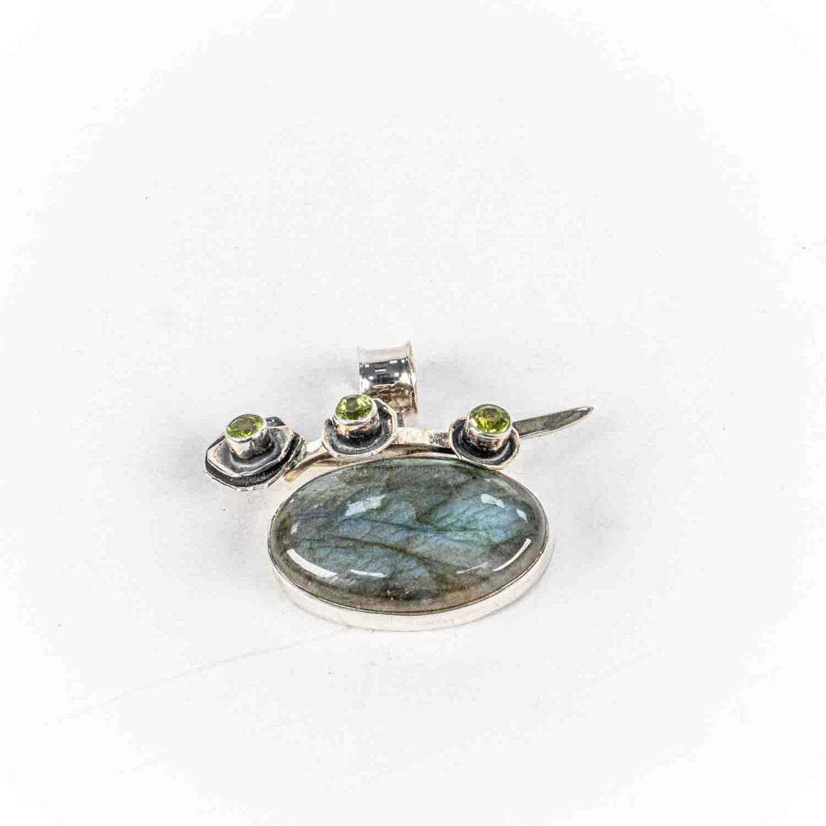 Pandantiv STILL Argint 925 - Marime 35mm x 35mm, Labradorit, Gri Inchis Verde