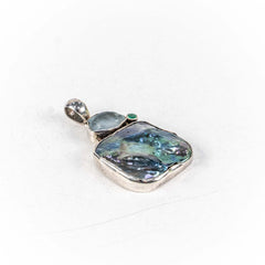 Pandantiv STILL Argint 925 - Marime 50mm x 27mm, Scoica de Abalone, Multicolor Irizat