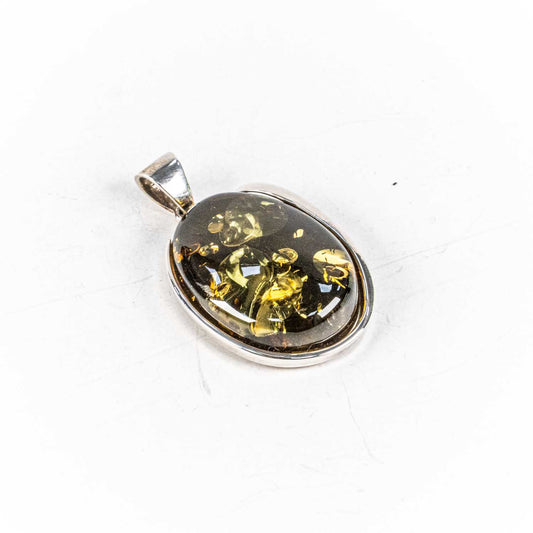 Pandantiv STILL Argint 925 - Marime 28mm x 15mm, Chihlimbar, Oliv