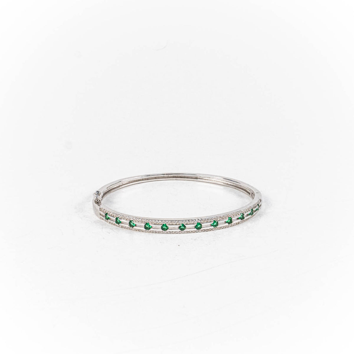 Bratara STILL, Argint 925 - Marime 55 fi x 5mm, Fixa, Smarald si Zirconia, Verde