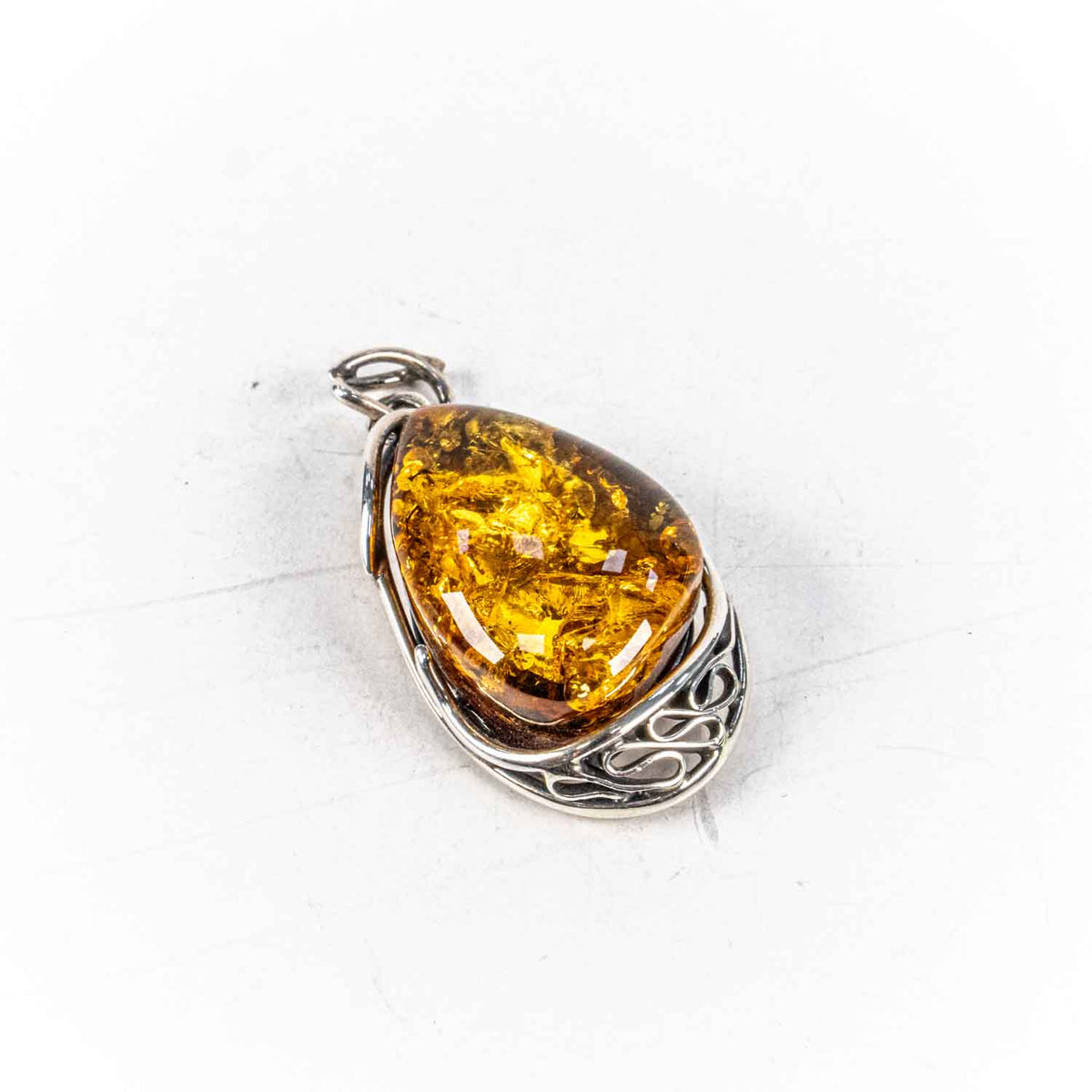 Pandantiv STILL Argint 925 - Marime 47mm x 22mm, Chihlimbar, Galben