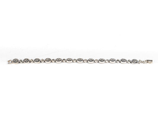 Bratara STILL, Argint 925 - Marime 20cm x 6.5mm, Reglabila, Marcasite, Gri Metalic