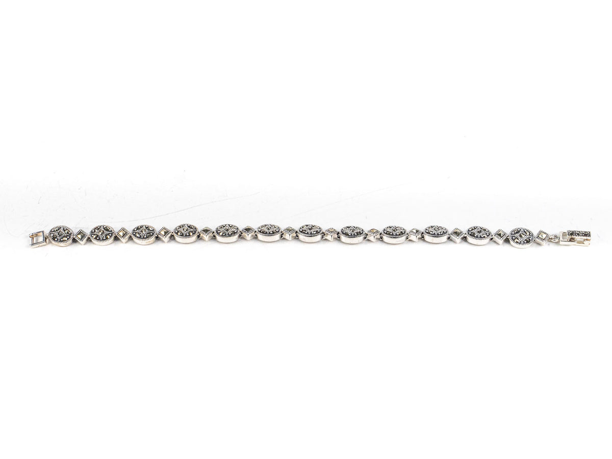 Bratara STILL, Argint 925 - Marime 20cm x 6.5mm, Reglabila, Marcasite, Gri Metalic