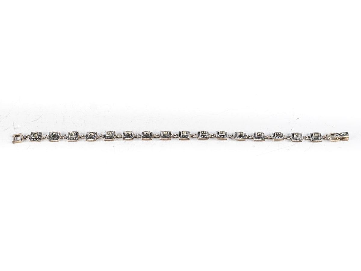 Bratara STILL, Argint 925 - Marime 20cm x 6mm, Reglabila, Marcasite, Gri Metalic