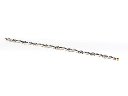 Bratara STILL, Argint 925 - Marime 18cm x 4mm, Reglabila, Marcasite, Gri Metalic