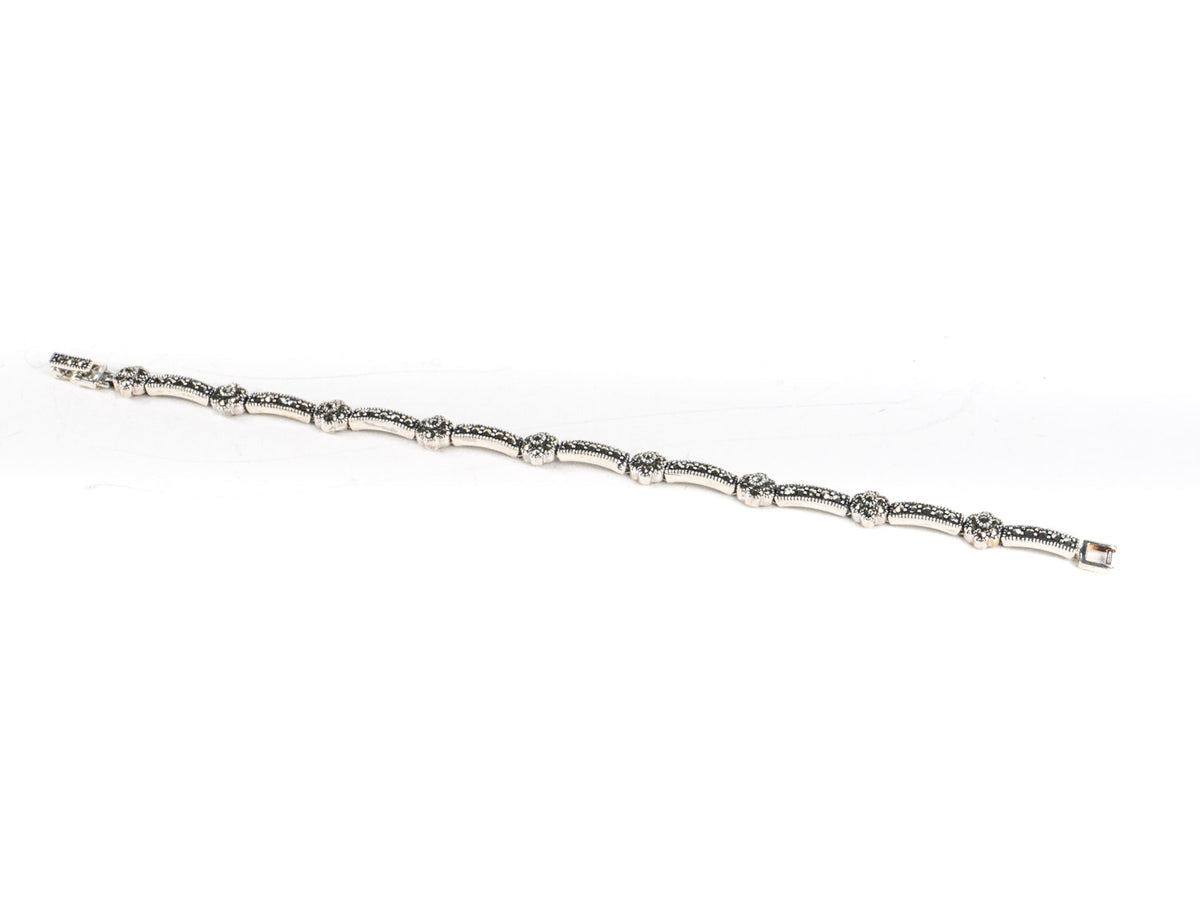 Bratara STILL, Argint 925 - Marime 18cm x 4mm, Reglabila, Marcasite, Gri Metalic