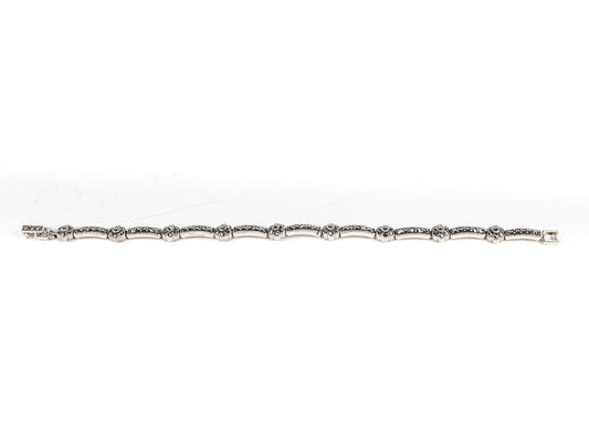 Bratara STILL, Argint 925 - Marime 18cm x 4mm, Reglabila, Marcasite, Gri Metalic