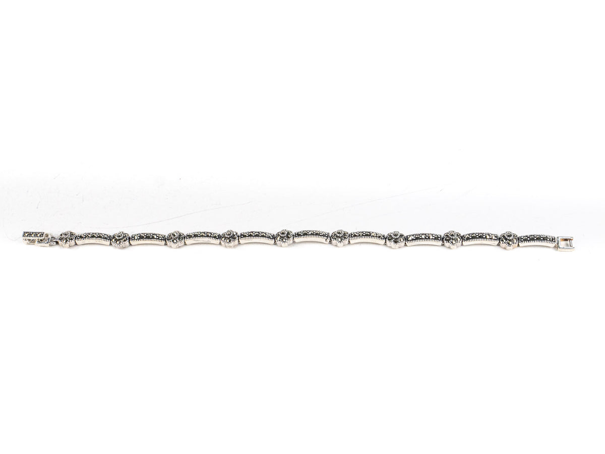 Bratara STILL, Argint 925 - Marime 18cm x 4mm, Reglabila, Marcasite, Gri Metalic