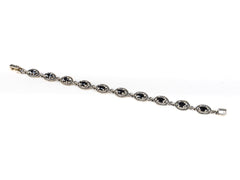 Bratara STILL, Argint 925 - Marime 18cm x 8mm, Reglabila, Zirconia si Marcasite, Negru