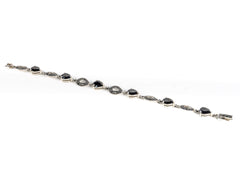 Bratara STILL, Argint 925 - Marime 19cm x 8mm, Reglabila, Zirconia si Marcasite, Negru