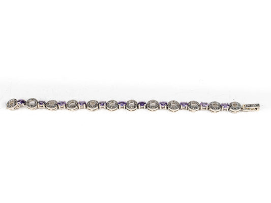 Bratara STILL, Argint 925 - Marime 19cm x 9mm, Reglabila, Zirconia si Marcasite, Violet