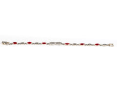 Bratara STILL, Argint 925 - Marime 18cm x 4mm, Reglabila, Zirconia si Marcasite, Rosu
