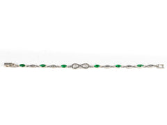 Bratara STILL, Argint 925 - Marime 18cm x 4mm, Reglabila, Zirconia si Marcasite, Verde