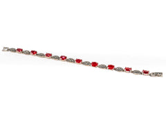 Bratara STILL, Argint 925 - Marime 20cm x 6mm, Reglabila, Zirconia si Marcasite, Rosu