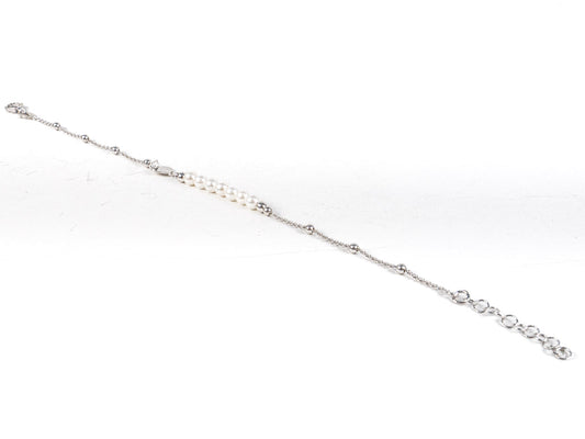 Bratara STILL, Argint 925 - Marime 21cm, Reglabila, Perla de Cultura, Alb Sidefat