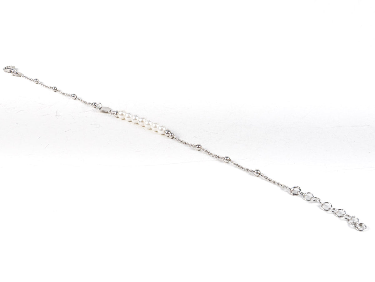 Bratara STILL, Argint 925 - Marime 21cm, Reglabila, Perla de Cultura, Alb Sidefat