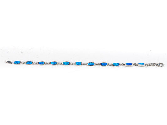 Bratara STILL, Argint 925 - Marime 19cm x 5mm, Reglabila, Opal, Albastru