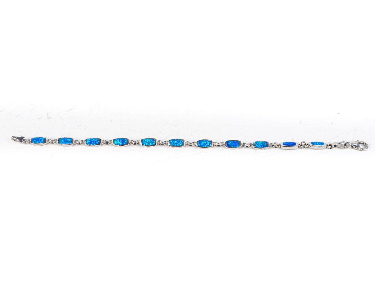 Bratara STILL, Argint 925 - Marime 19cm x 5mm, Reglabila, Opal, Albastru