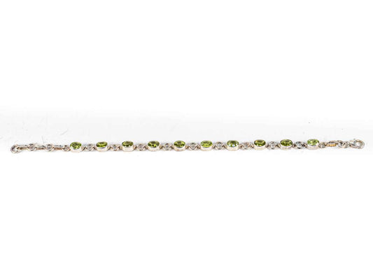 Bratara STILL, Argint 925 - Marime 21cm x 6mm, Reglabila, Peridot, Verde