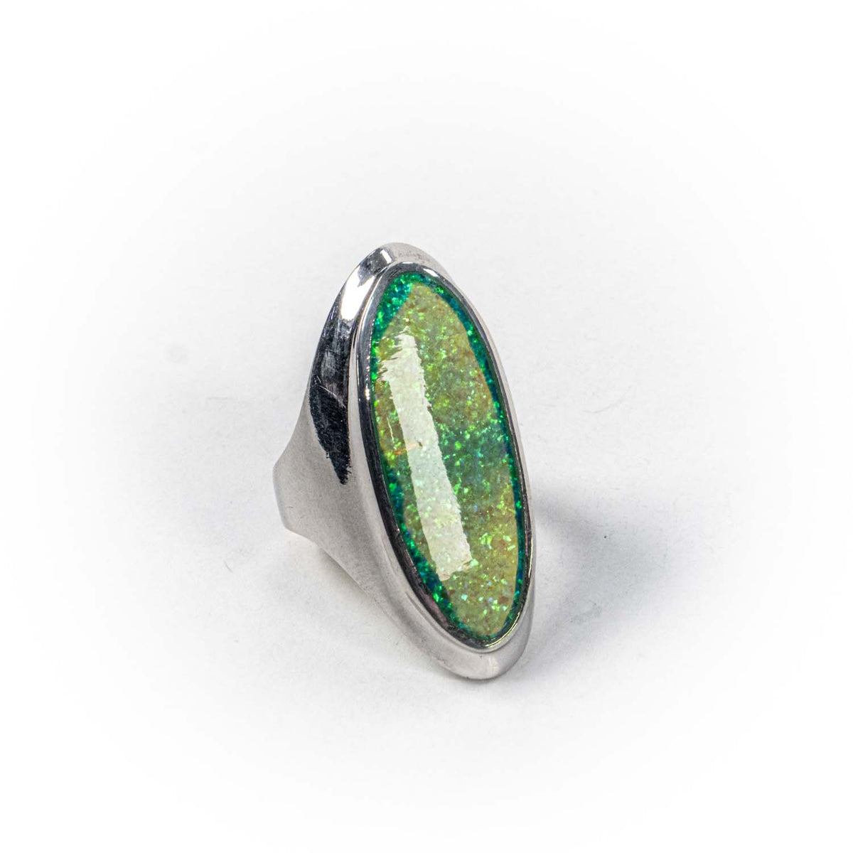 Inel STILL, Argint 925 - Marime 9, Opal, Verde